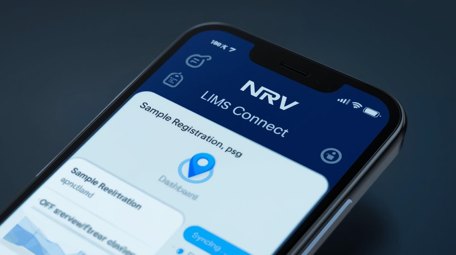 NRV LIMS Connect Mobile App Dashboard Interface on iPhone and Android